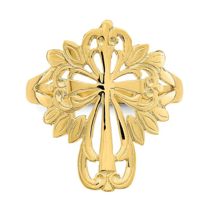 14K Gelbgold Polierter Kreuz-Ring mit Ausschnitt