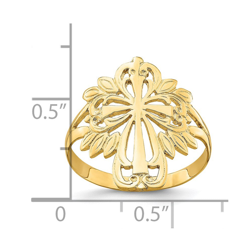 14K Gelbgold Polierter Kreuz-Ring mit Ausschnitt
