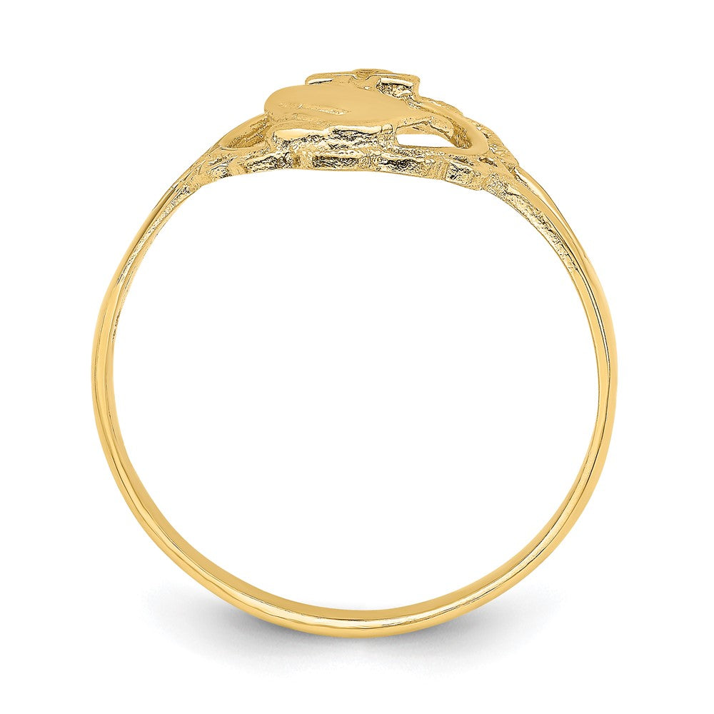 14K Gelbgold Ring "Betende Hände und Kreuz", poliert