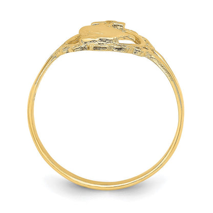 14K Gelbgold Ring "Betende Hände und Kreuz", poliert