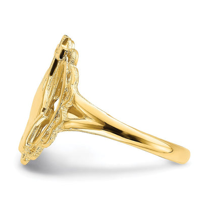 14K Gelbgold Ring "Betende Hände und Kreuz", poliert