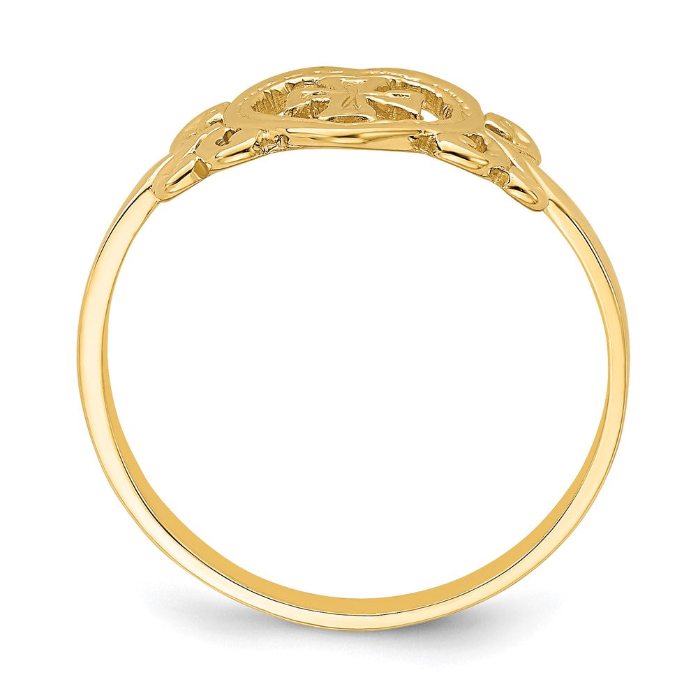 14K Gelbgold Poliert Kreuz in Herz Ring