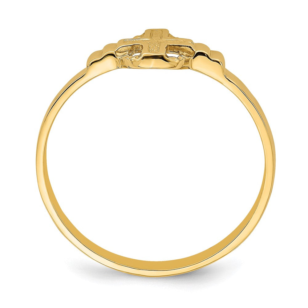 14K Gelbgold Poliert Kreuz in Kreis Ring