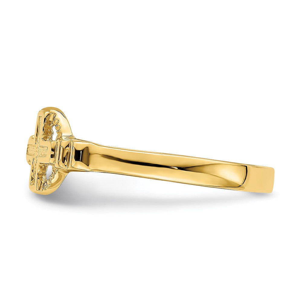 14K Gelbgold Poliert Kreuz in Kreis Ring