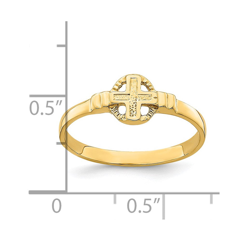 14K Gelbgold Poliert Kreuz in Kreis Ring