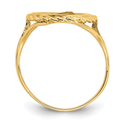 14K Gelbgold Ring mit Engelsmünze und Seilrahmen