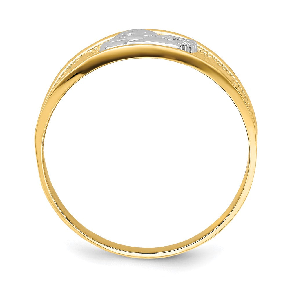 14K Gelbgold Ring mit Rhodium, Engel und Herz