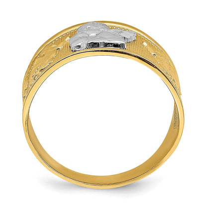 14K Gelbgold Engelsring mit Rhodium