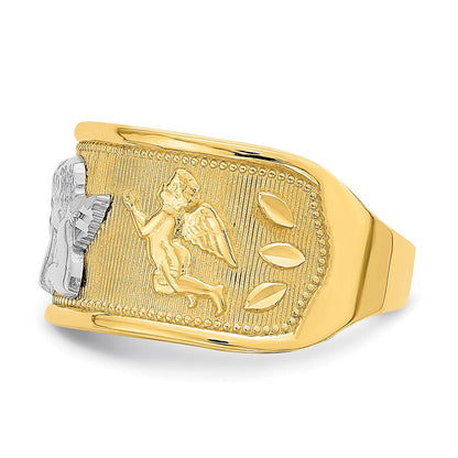 14K Gelbgold Engelsring mit Rhodium