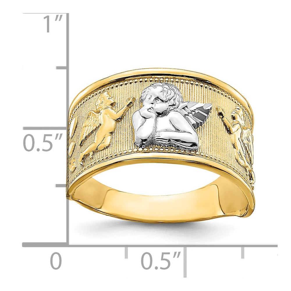 14K Gelbgold Engelsring mit Rhodium