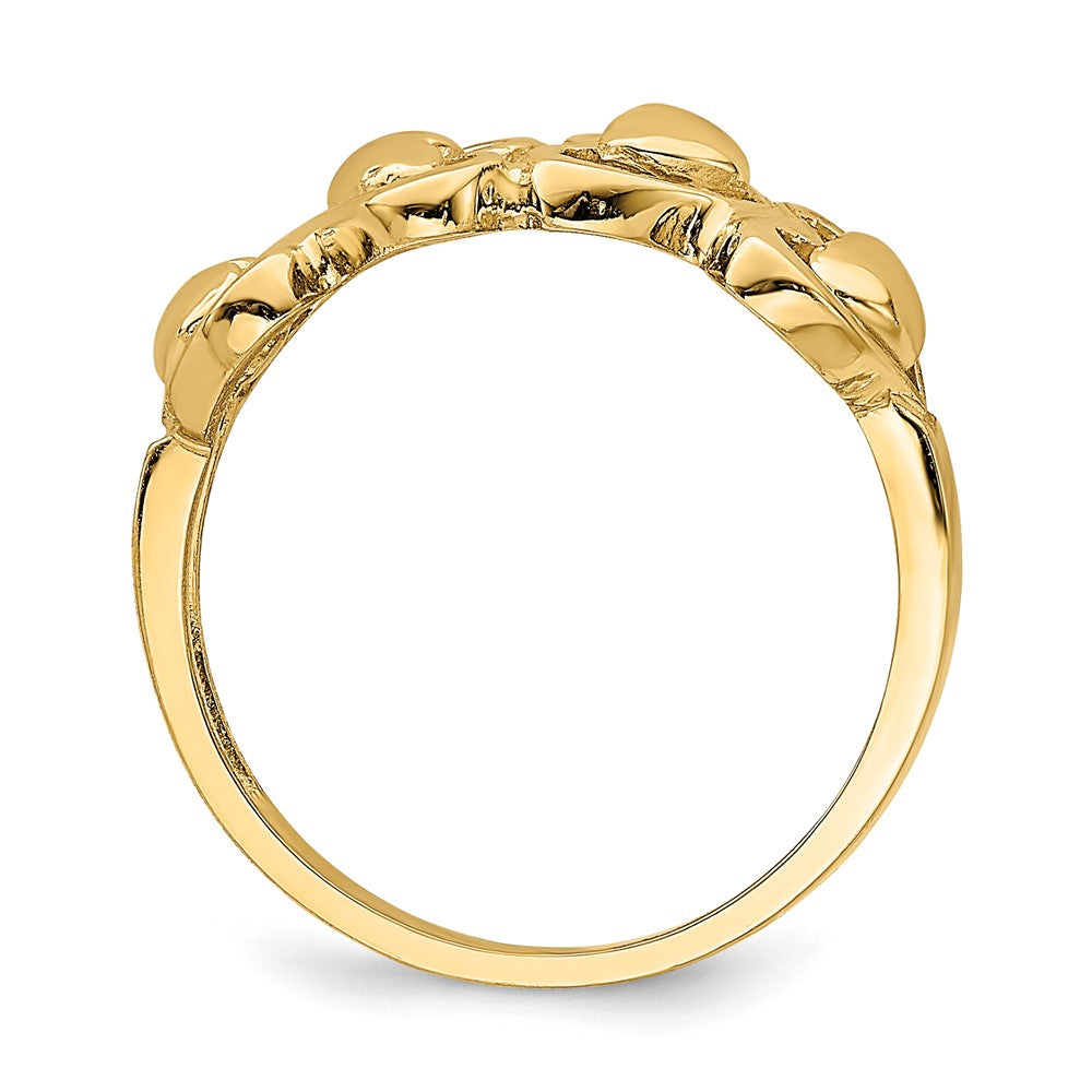 14K Gelbgold Ring mit polierten Herzen