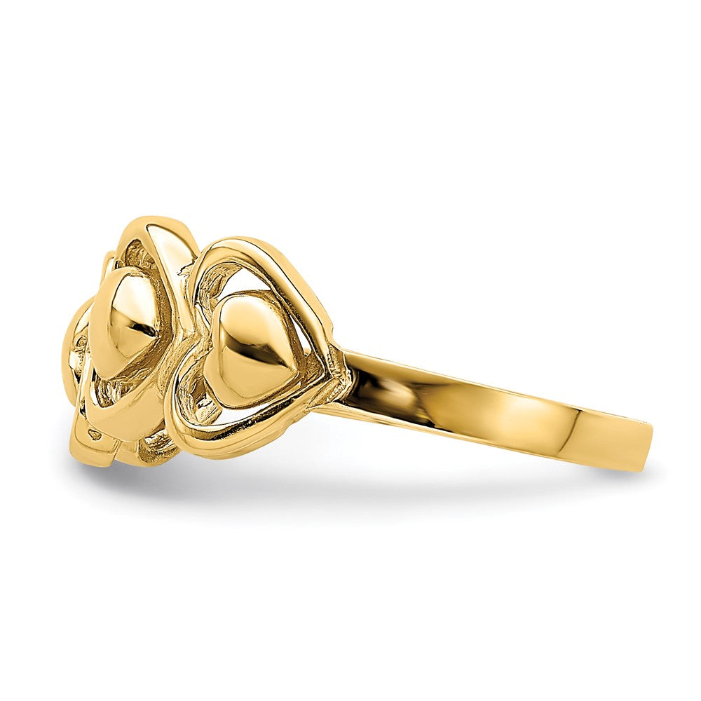 14K Gelbgold Ring mit polierten Herzen
