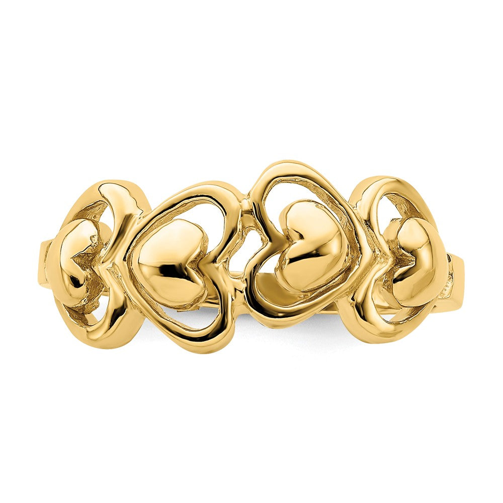 14K Gelbgold Ring mit polierten Herzen