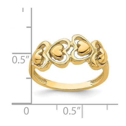 14K Gelbgold Ring mit polierten Herzen