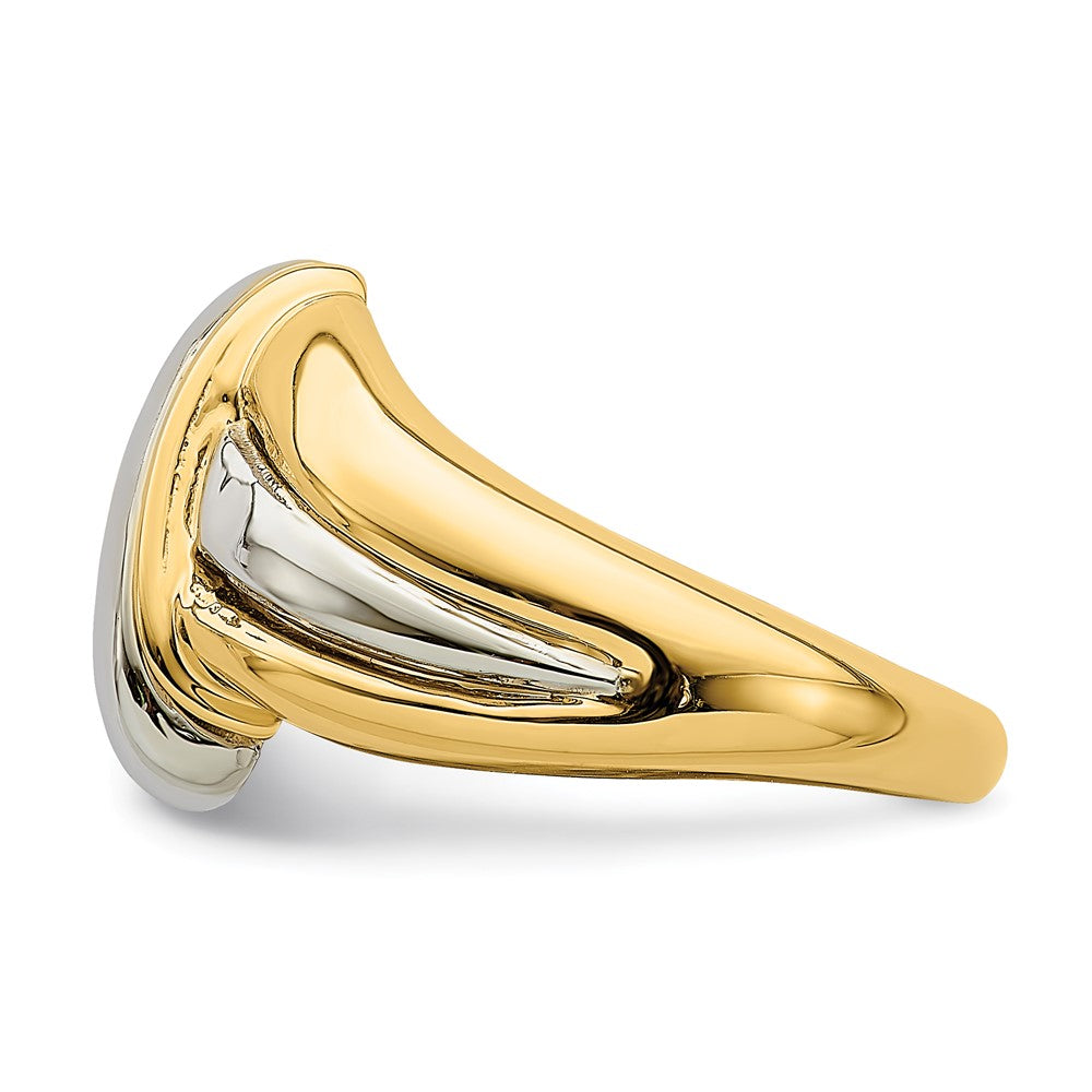 14K Gelbgold mit Rhodium, poliert, Fancy-Ring