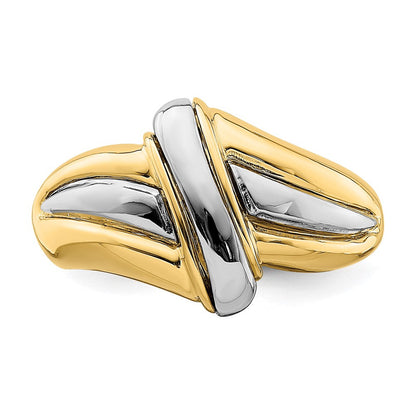 14K Gelbgold mit Rhodium, poliert, Fancy-Ring