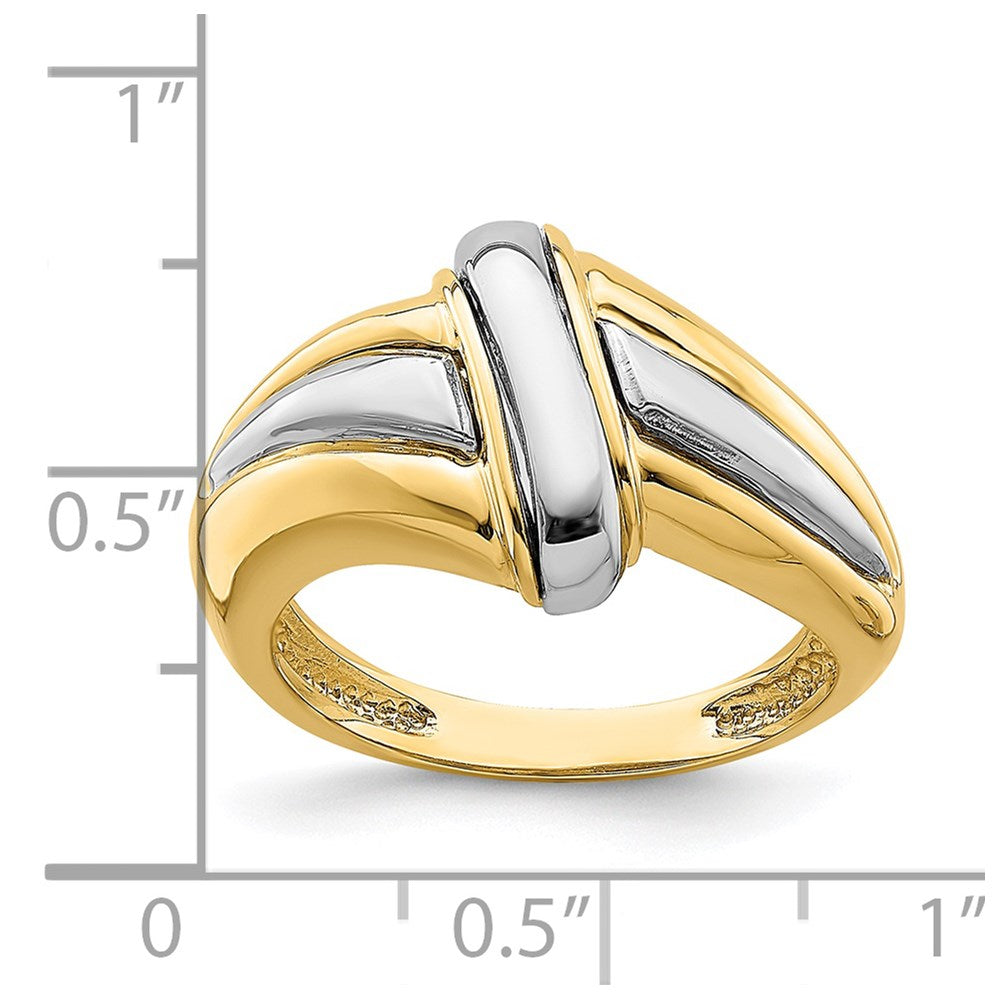 14K Gelbgold mit Rhodium, poliert, Fancy-Ring