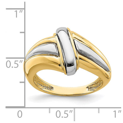 14K Gelbgold mit Rhodium, poliert, Fancy-Ring
