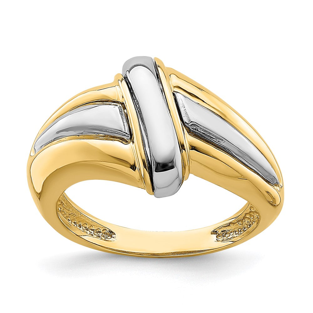 14K Gelbgold mit Rhodium, poliert, Fancy-Ring
