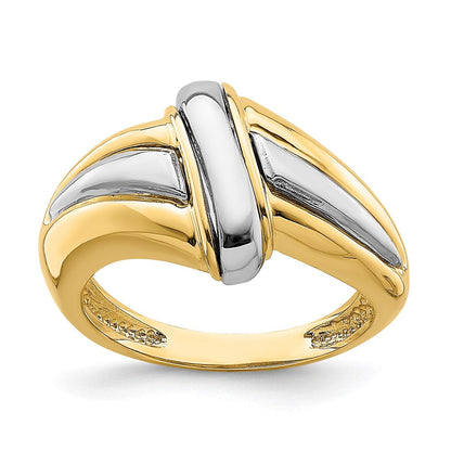 14K Gelbgold mit Rhodium, poliert, Fancy-Ring