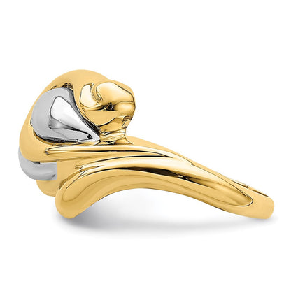 14K Bicolor-Gold Hufeisen-Wirbel-Ring