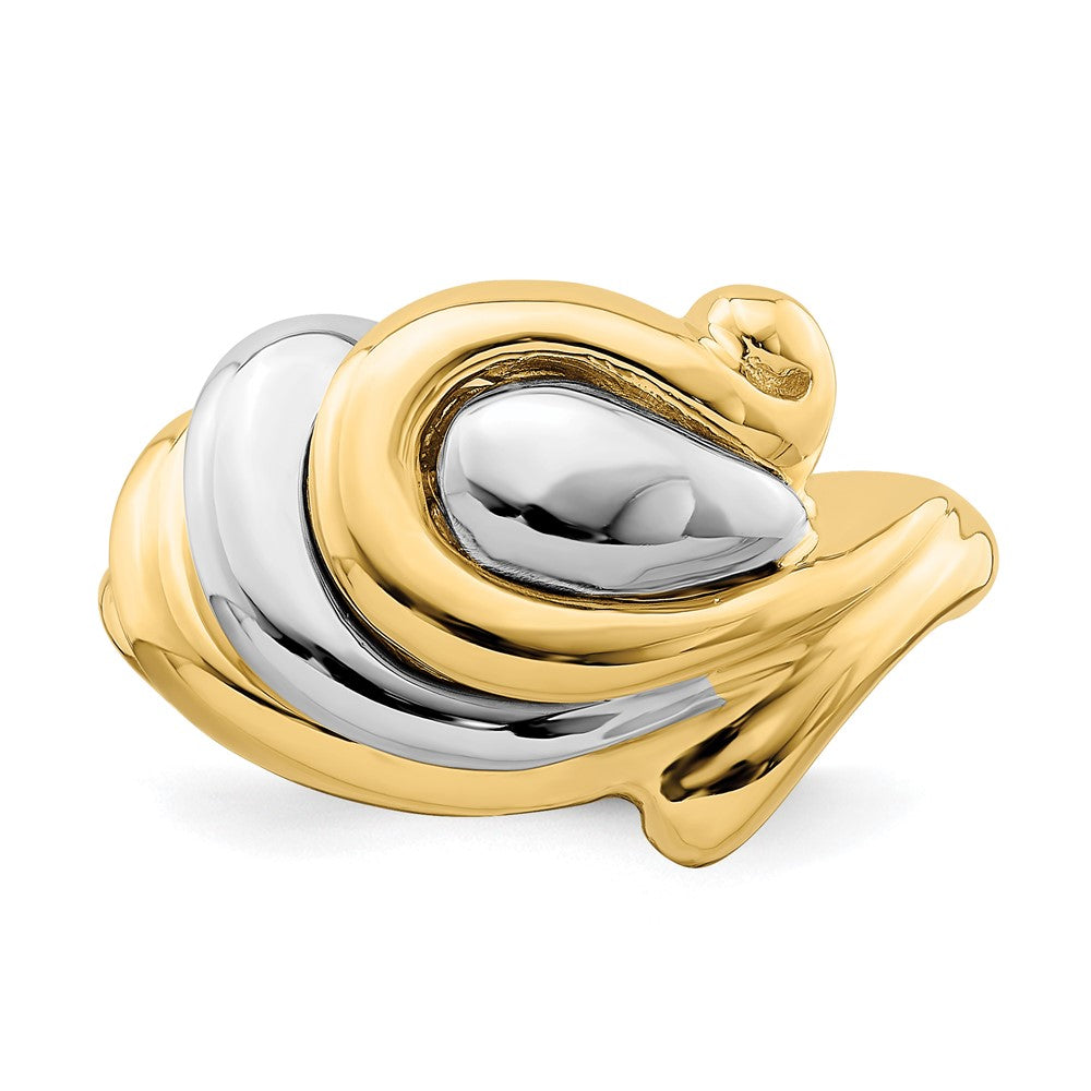 14K Bicolor-Gold Hufeisen-Wirbel-Ring