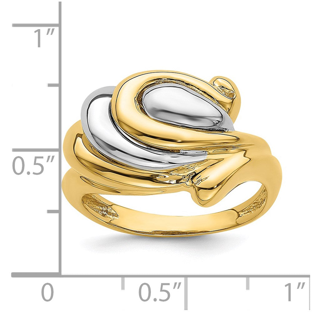 14K Bicolor-Gold Hufeisen-Wirbel-Ring