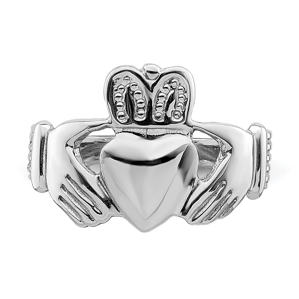 14K Weißgold Claddagh-Ring