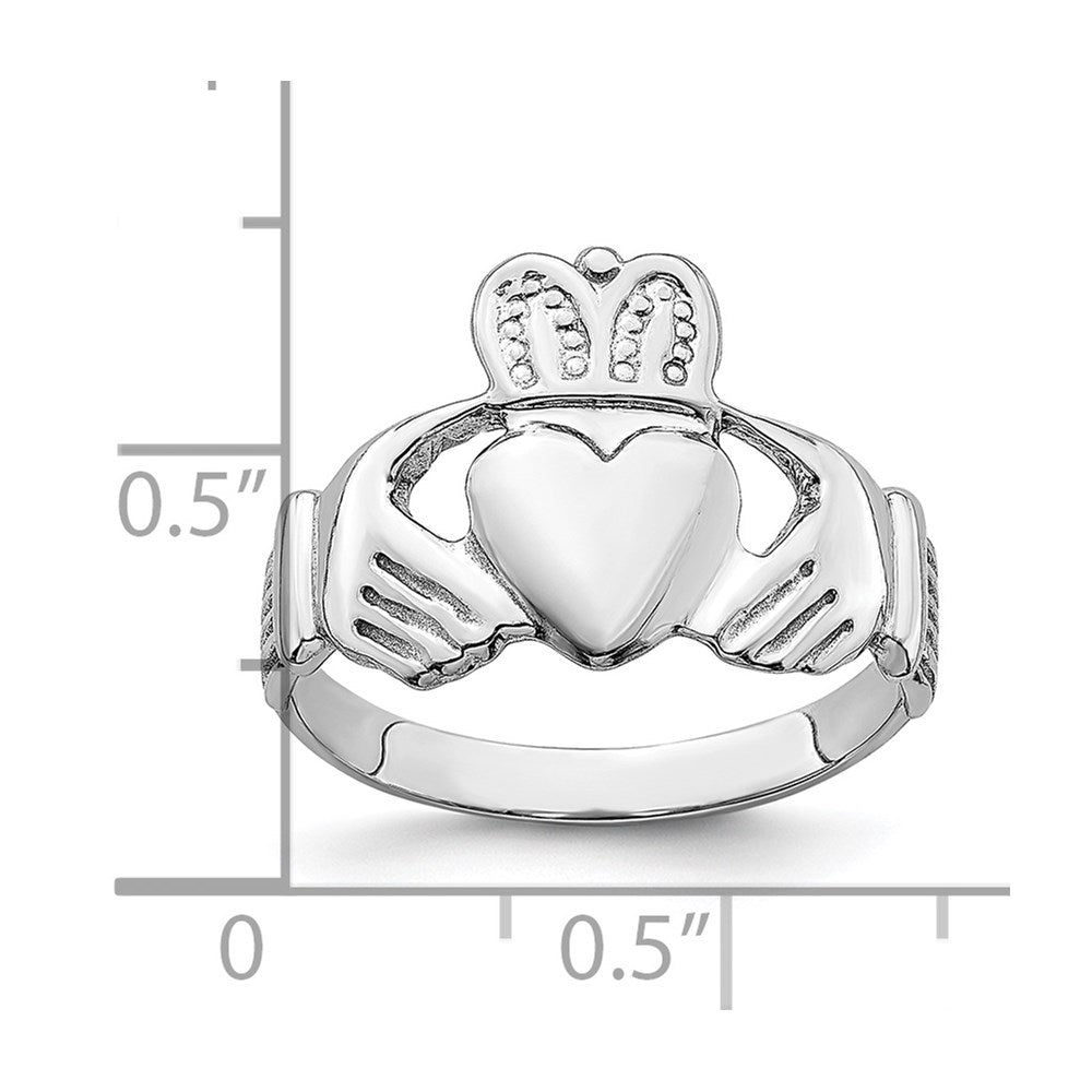 14K Weißgold Claddagh-Ring