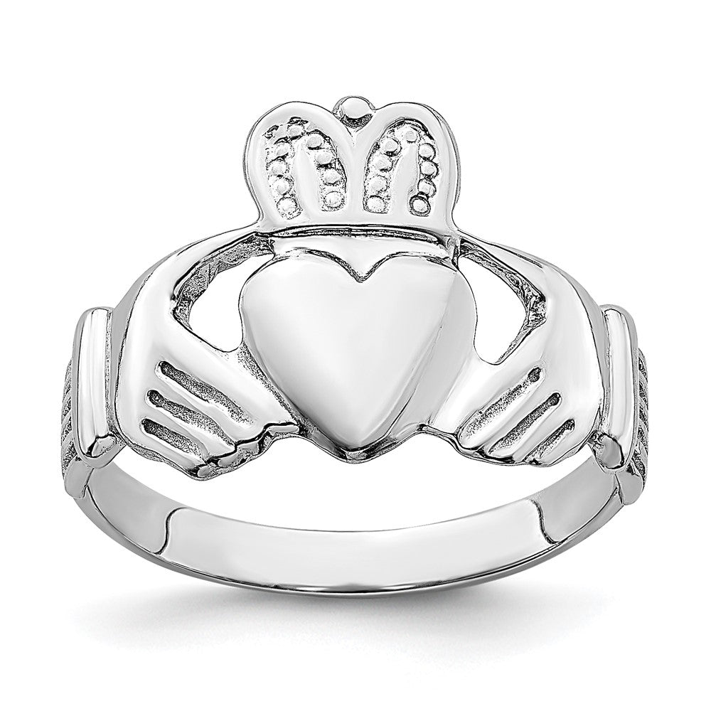 14K Weißgold Claddagh-Ring
