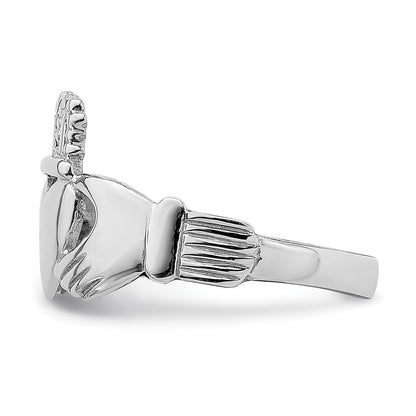 14K Weißgold Claddagh-Ring, poliert