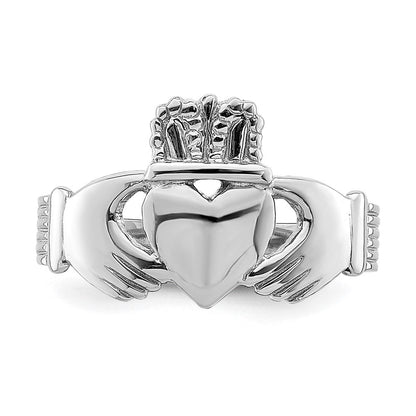 14K Weißgold Claddagh-Ring, poliert