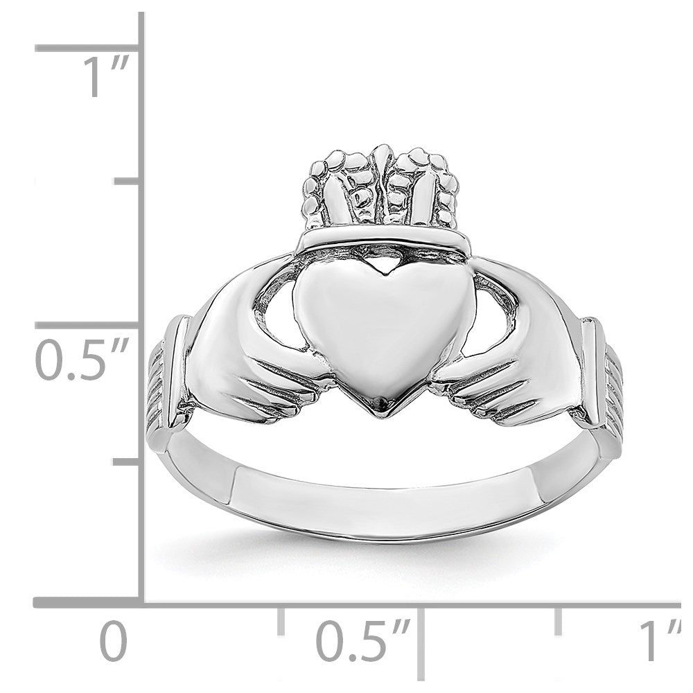 14K Weißgold Claddagh-Ring, poliert