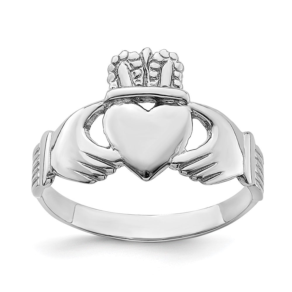 14K Weißgold Claddagh-Ring, poliert