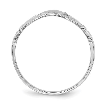 14K Weißgold Claddagh-Ring, poliert