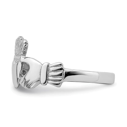 14K Weißgold Claddagh-Ring, poliert