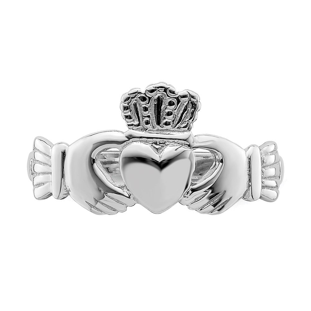 14K Weißgold Claddagh-Ring, poliert