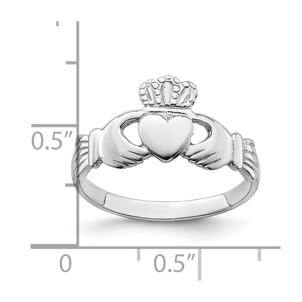 14K Weißgold Claddagh-Ring, poliert