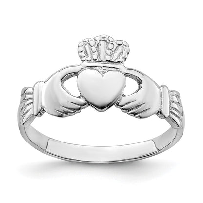 14K Weißgold Claddagh-Ring, poliert