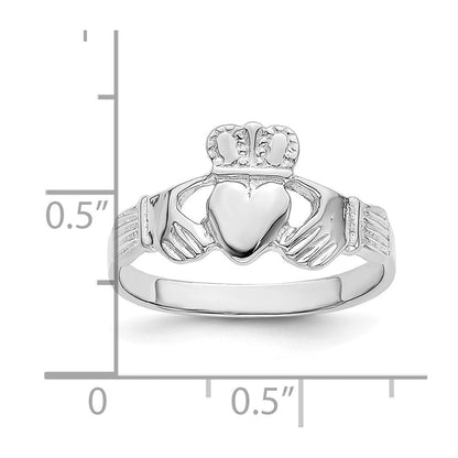 14K Weißgold Claddagh-Ring
