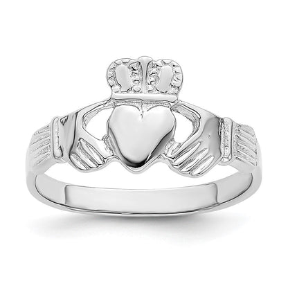 14K Weißgold Claddagh-Ring