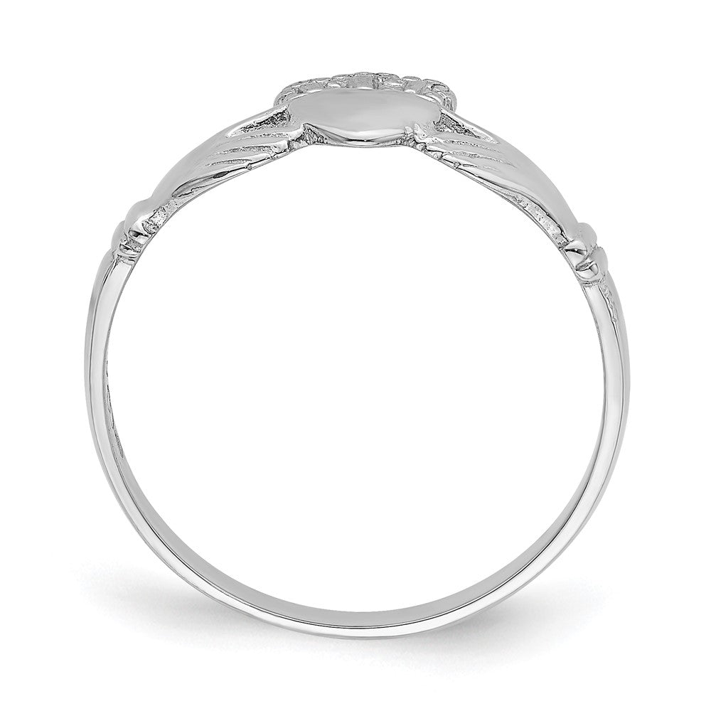 14K Weißgold Claddagh-Ring, poliert