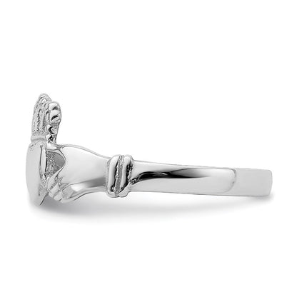 14K Weißgold Claddagh-Ring, poliert