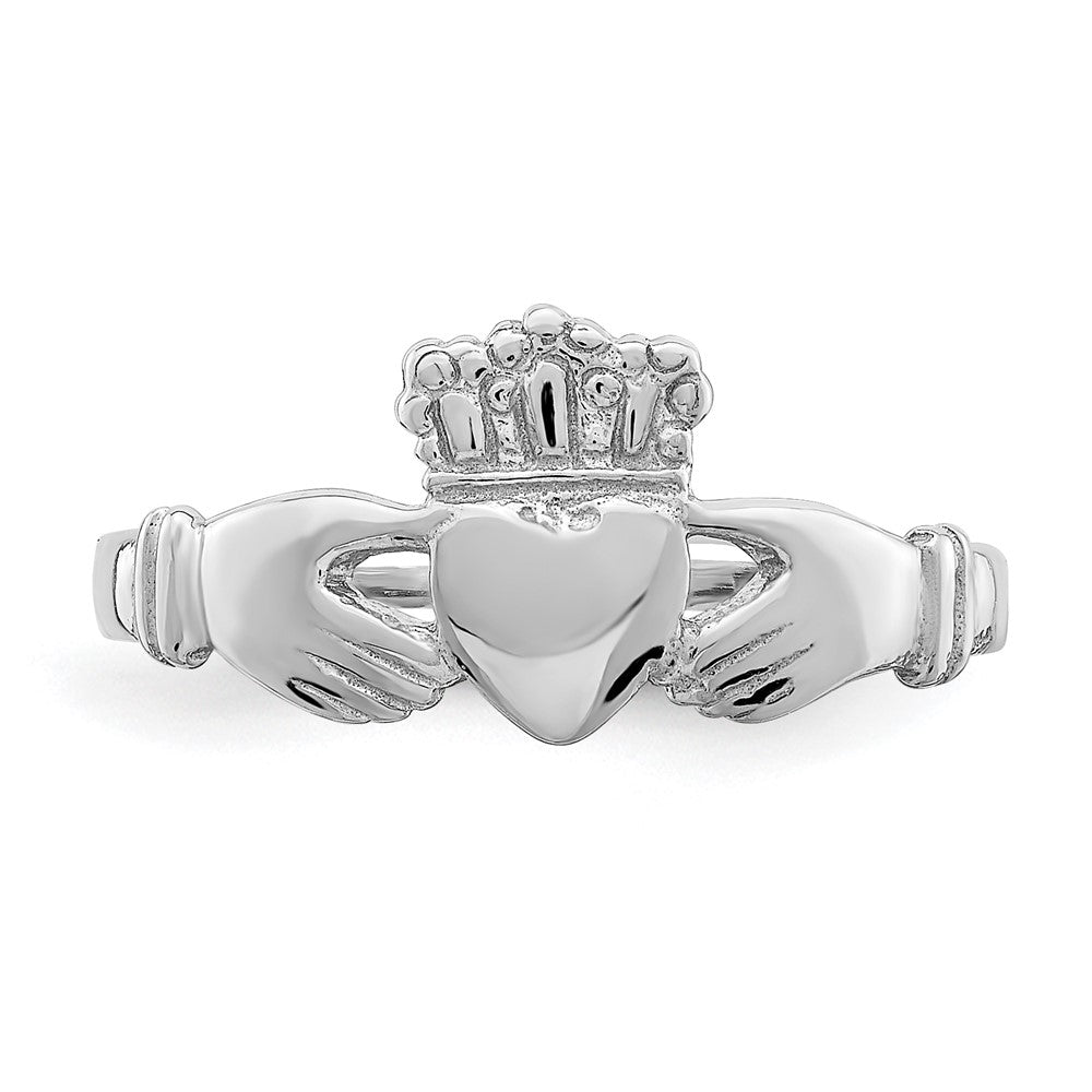 14K Weißgold Claddagh-Ring, poliert