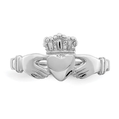 14K Weißgold Claddagh-Ring, poliert