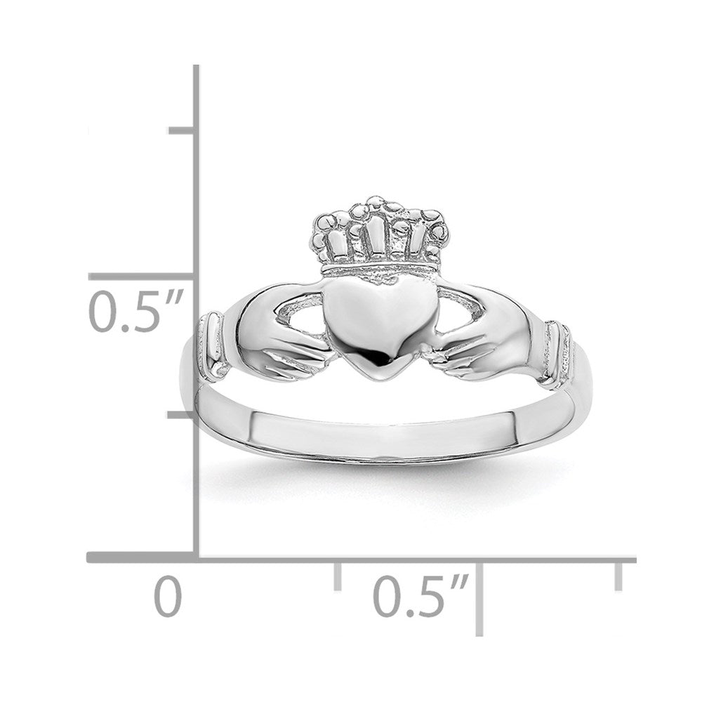 14K Weißgold Claddagh-Ring, poliert