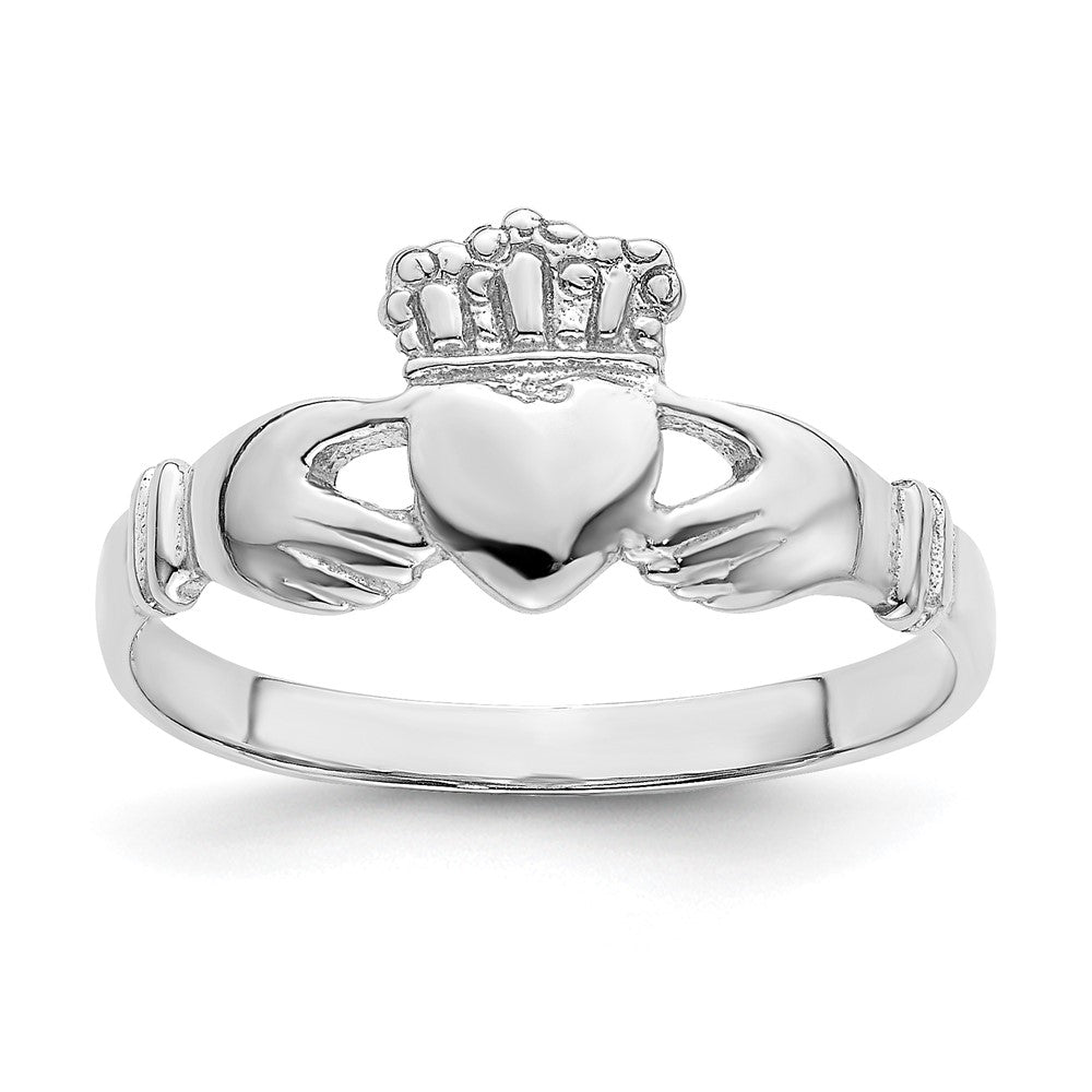 14K Weißgold Claddagh-Ring, poliert
