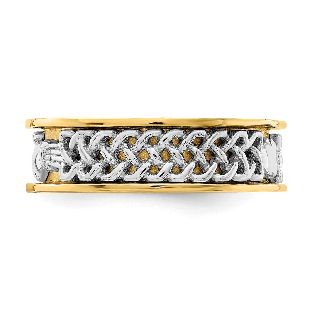 14K Gelbgold Zweifarbiger Claddagh-Ring