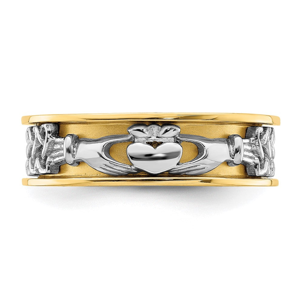 14K Gelbgold Zweifarbiger Claddagh-Ring