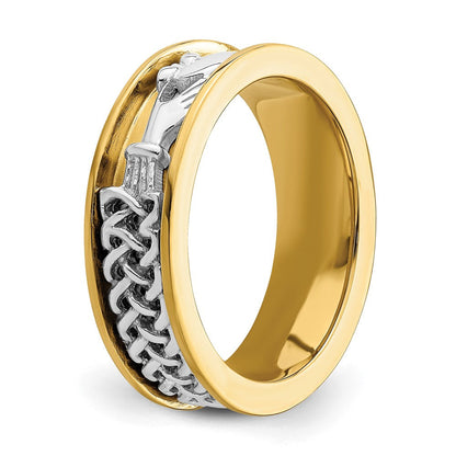 14K Gelbgold Zweifarbiger Claddagh-Ring